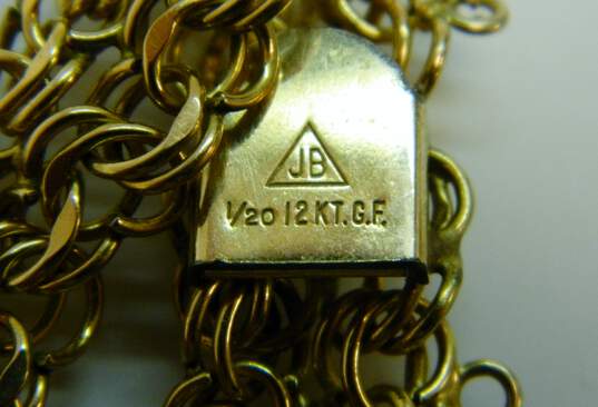 Vintage Gold Filled Nephrite Brooch Carved Cameo Necklace & Chain Bracelet 30.2g image number 6