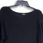 Womens Black Tight-Knit Round Neck Long Sleeve Side Zip Tunic Sweater Sz M image number 4