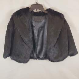 BCBG Maxazria Women Black Fur Cape One Size
