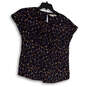 Womens Multicolor Animal Print Round Neck Short Sleeve Blouse Top Size 8 image number 1