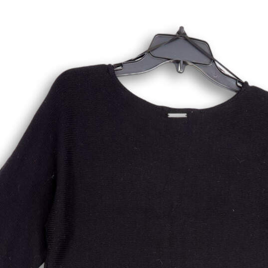 Womens Black Knitted Side Zip Long Sleeve Round Neck Pullover Sweater Sz S image number 4