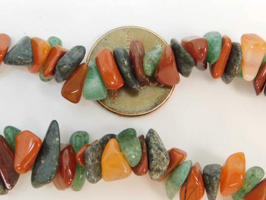 1/20 12K Gold Fill Clasp Red Jasper Aventurine & Agate Chips Beaded Necklace 73.1g image number 4