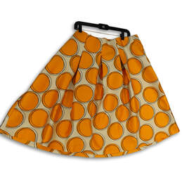 Womens Orange Beige Polka Dot Back Zip Knee Length Flare Skirt Size 22 alternative image