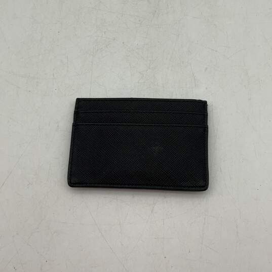 Mens Black Leather Credit Card Holder Rectangle Classic Mini Wallet image number 2