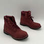Mens A2147 Red Leather Round Toe Waterproof Lace-Up Ankle Boots Size 8 image number 2