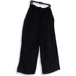 NWT Womens Black Waist Tie Waist Pockets Wide Leg Paperbag Pants Size 2 alternative image