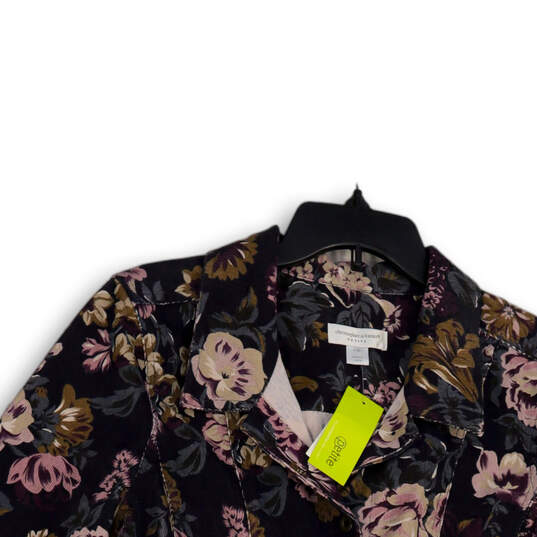 NWT Womens Multicolor Floral Notch Lapel Button Front Jacket Size P/XL image number 3