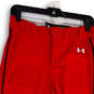 Womens Red Elastic Waist Flat Front Athletic Cropped Pants Size Small image number 3