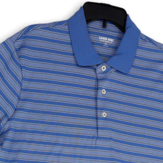Mens Blue Striped Traditional Fit Short Sleeve Polo Shirt Size L/T 42-44 image number 3