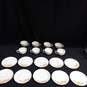 Bundle of 10 Homer Laughlin Golden Wheat White & Gold Tone Trim Ceramic Plates w/8 Matching Tea Cups image number 1