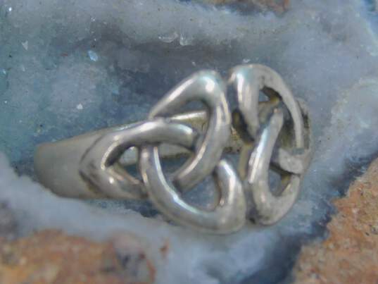 Romantic 925 Sterling Silver Claddagh Celtic Knot & Clover Shamrock Earrings & Rings 13.4g image number 7