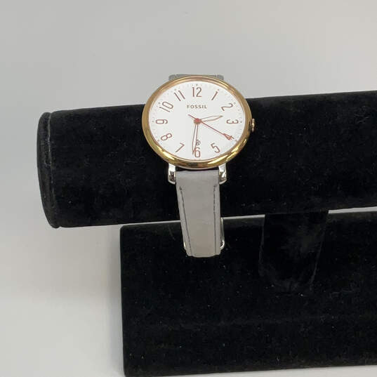 Designer Fossil Jacqueline Leather Strap Stainless Steel Analog Wristwatch image number 1