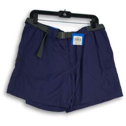 NWT Columbia Womens Blue Belted Waist Regular Fit Bermuda Shorts Size L