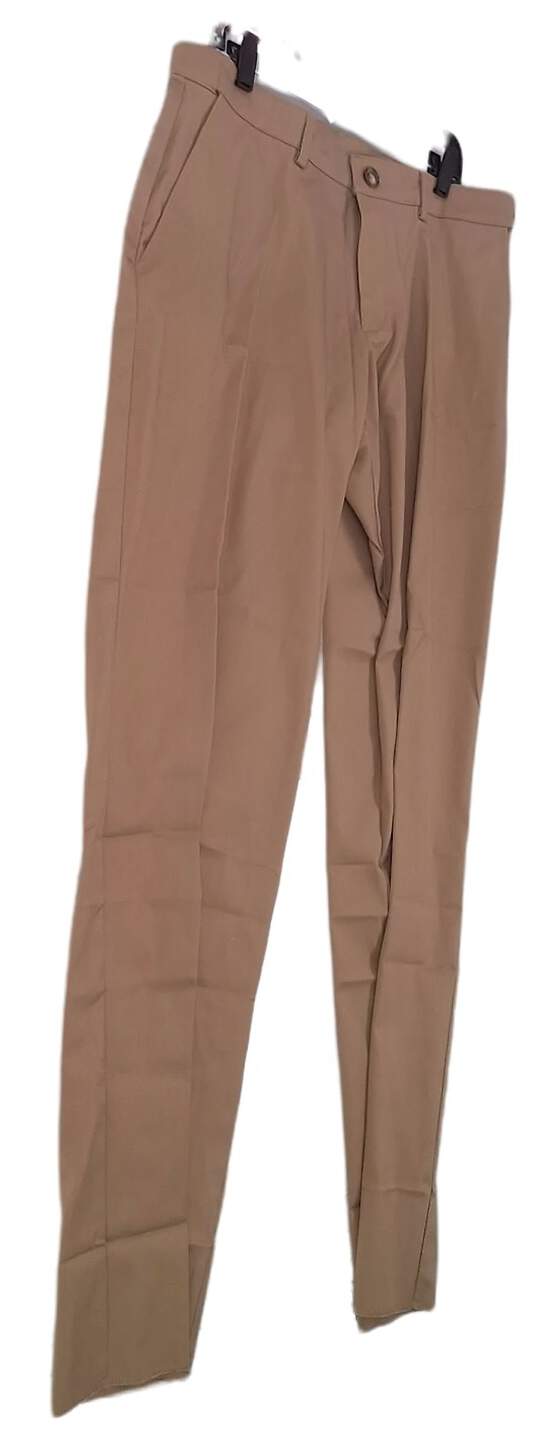 NWT Mens Khaki Flat Front Slash Pockets Casual Dress Pants image number 3