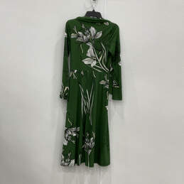NWT Womens Green Black Floral Long Sleeve Midi Jersey Wrap Dress Size 12 alternative image