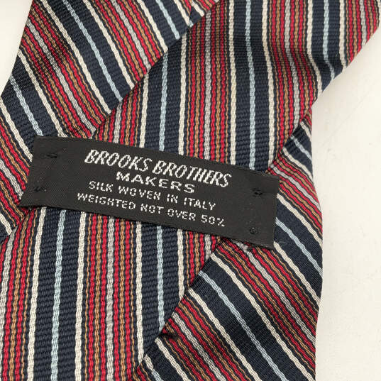 Mens Multicolor Striped Silk Four In Hand Adjustable Designer Necktie image number 4