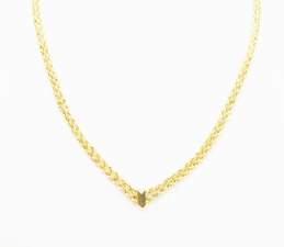 14K Yellow Gold Double Twisted Rope Chevron Chain Necklace 7.8g