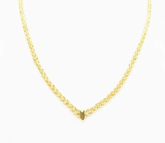 14K Yellow Gold Double Twisted Rope Chevron Chain Necklace 7.8g image number 1
