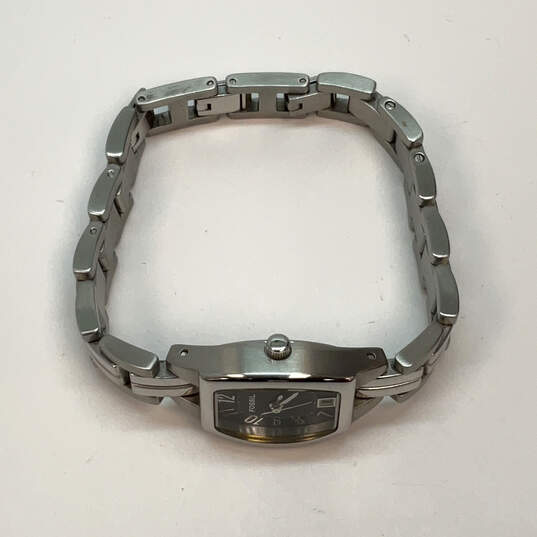 Designer Fossil ES-2073 Silver-Tone Stainless Steel Black Analog Wristwatch image number 3