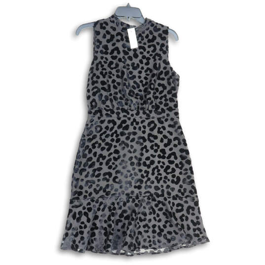 NWT Womens Black Animal Print Ruffle Sleeveless A-Line Dress Size 6 image number 1