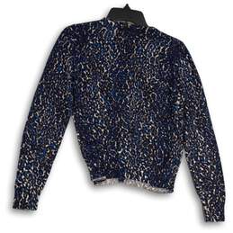 Ann Taylor Womens Blue Animal Print Long Sleeve Cardigan Sweater Size Medium alternative image