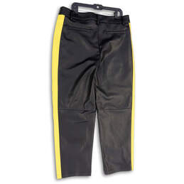 NWT Mens Black Yellow Striped Faux Leather Straight Leg Ankle Pants Size 36 alternative image