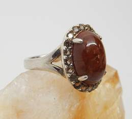 925 Sterling Silver Citrine Agate Statement Ring Sz 6