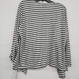 Grey White Striped Flow Sleeve Blouse alternative image