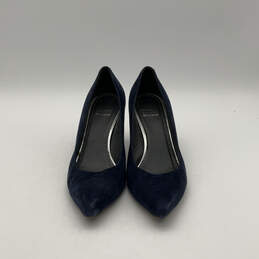 Womens Blue Suede Pointed Toe Slip-On Stiletto Pump Heels Size 10 M