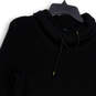 Womens Black Funnel Neck Waffle-Knit Long Sleeve Pullover Sweater Size M image number 3