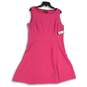NWT Womens Pink Round Neck Stretch Sleeveless Knee Length A-Line Dress Size 14 image number 1