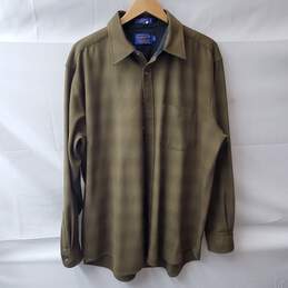 Pendleton Green Button Down Long Wool Trail Shirt Size XL