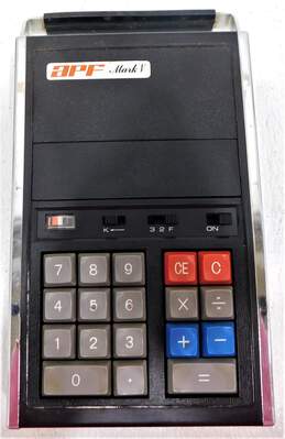 Vintage APF Mark V Fliptop Electronic Calculator w/ Case & Manual alternative image