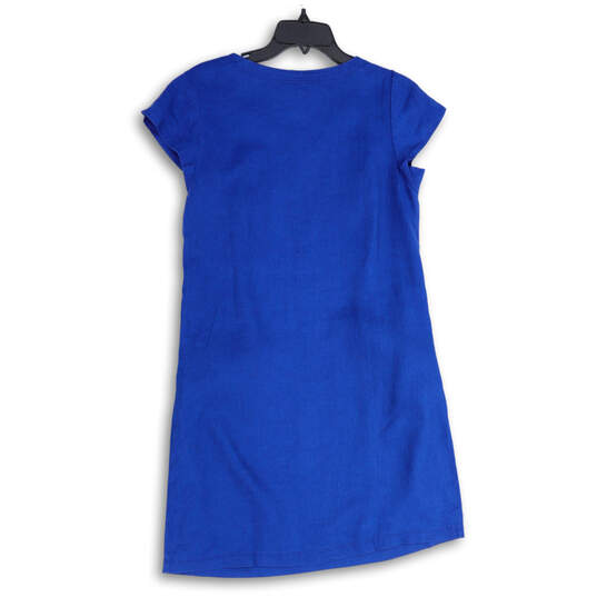 NWT Womens Blue Scoop Neck Short Sleeve Pullover Shift Dress Size Small image number 2