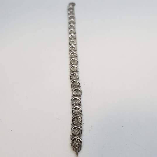 Sterling Silver CZ X & O Link 6.5inch Bracelet 17.0g image number 4