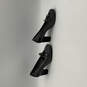 NWT Womens Black Leather Tassel Square Toe Slip On Pump Heels Size 7 image number 2