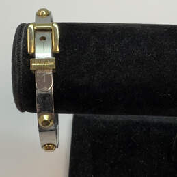 Designer Michael Kors Two-Tone Hinged Buckle Round Shape Bangle Bracelet