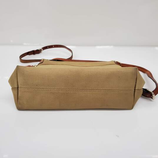 Dooney & Bourke Khaki Nylon Brown Leather Trim Shoulder Bag image number 3