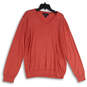 Mens Pink V-Neck Long Sleeve Knit Pullover Sweater Size Large image number 1
