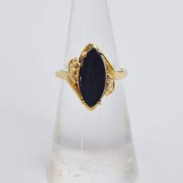 Vintage 10k Yellow Gold Marquise Onyx Ring 2.9g