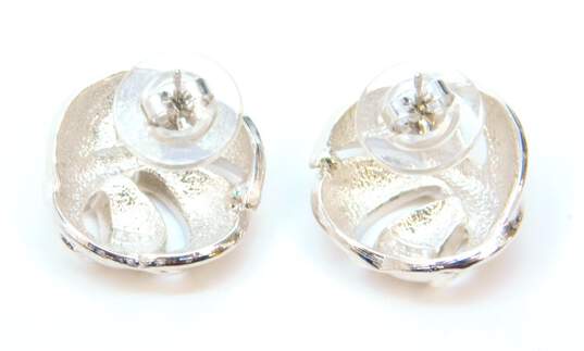 Vintage SAL Swarovski Silver Tone Knot Cut Out Earrings 10.8g image number 4