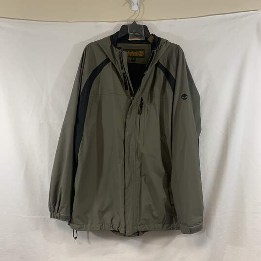 Men's Olive Drab Timberland Rain Jacket, Sz. XL image number 1
