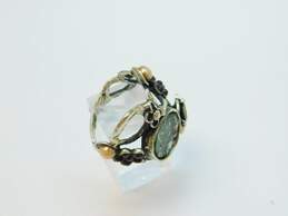 Rustic Artisan 925 Roman Glass Pearl Garnet Floral Ring 11.7g