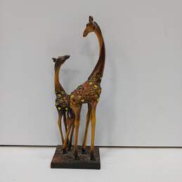 Mirrored and Rhinestone Mom and Baby Giraffe Resin Figure