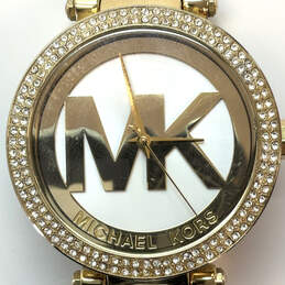 Designer Michael Kors Parker MK-6313 Gold Tone Rhinestone Analog Wristwatch
