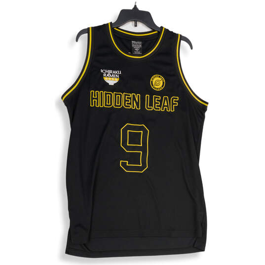 Mens Black Gold Sleeveless Embroidered Logo Basketball Jersey Size Medium image number 1