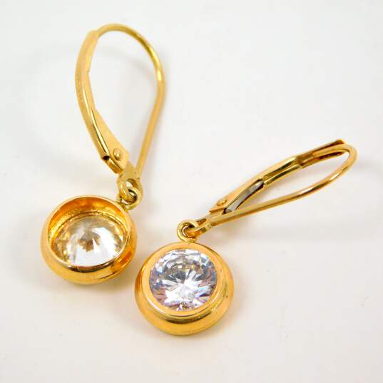 Fancy 14k Yellow Gold CZ Drop Earrings 1.6g image number 4