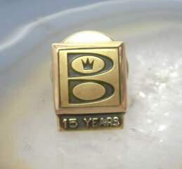 10K Gold B 15 Years Service Rectangle Pin 2.2g