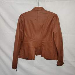 Jou Jou Faux Leather Full Zip Brown Jacket Size L alternative image