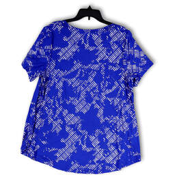 NWT Womens Blue Abstract Round Neck Short Sleeve Pullover Blouse Top Sz 2X alternative image